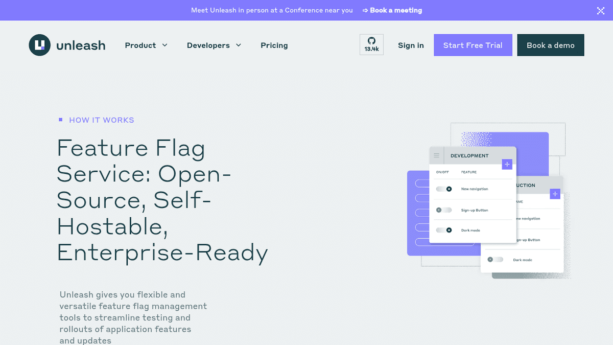 Screenshot of https://www.getunleash.io/feature-flag-service